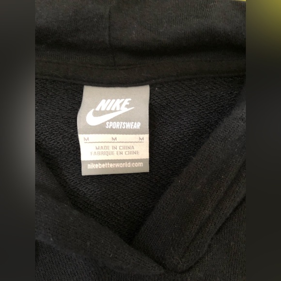 Nike genuine lamb leather shoulder decor cotton hoodie black M - Picture 10 of 16